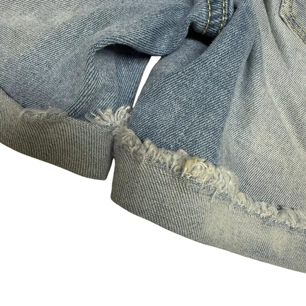 SO‎ Girls Denim Shorts Sz 14 Embroidered Daisies Daisy Light Wash Raw Hem